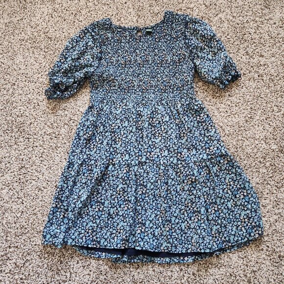 Wild Fable Blue Floral Smocked Tiered Mini Dress Size M Ditsy Boho Cottagecore - Picture 6 of 8